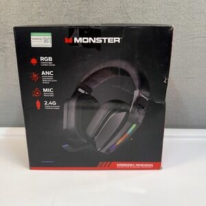 Monster Mission ANC200 Wireless Bluetooth Gaming Headset RGB ANC Mic Black 2.4G